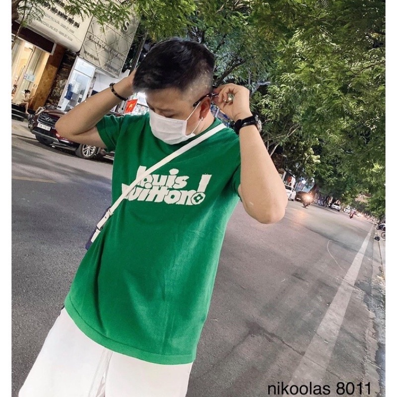 Áo Thun Cotton In Logo LV 02 Nhiều Màu Đen Trắng Xanh Lá Hottrend Thời Trang Nam Nữ Ulzzang Unisex ldshop1