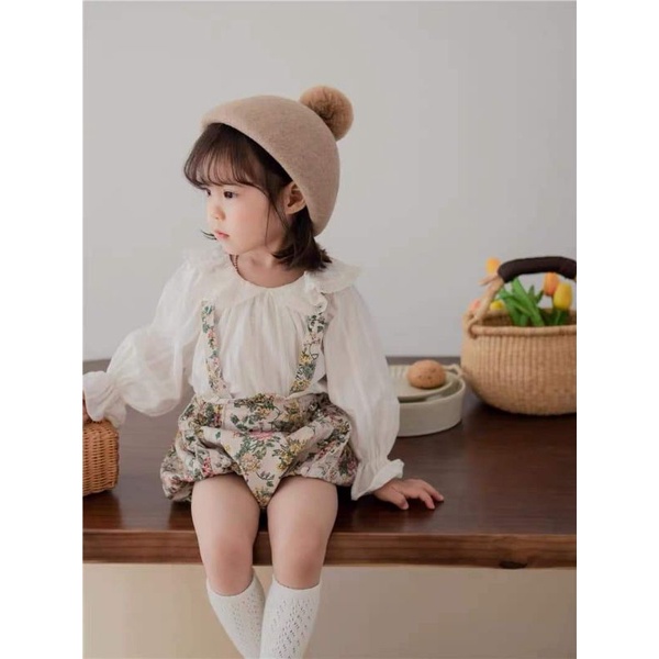 Mũ nồi len chóp lông cho bé