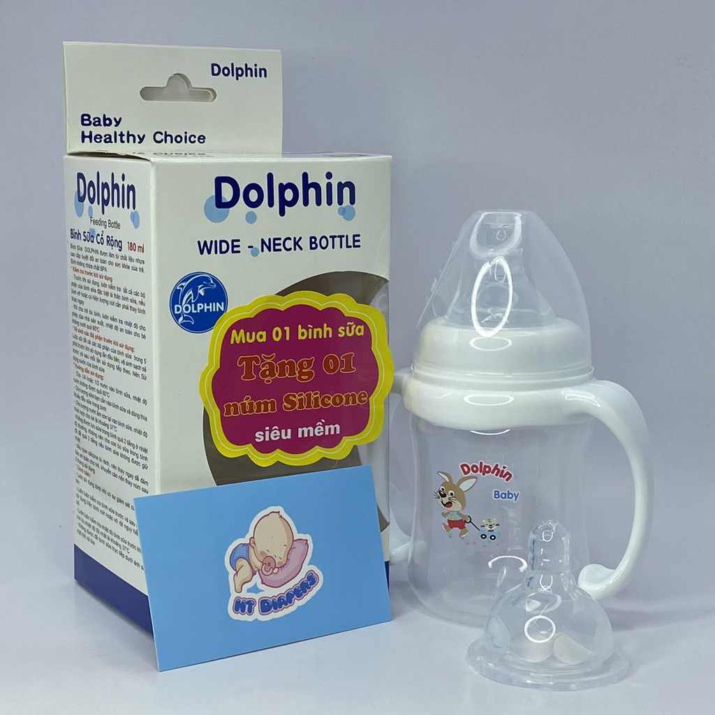 Bình Sữa Dolphin Núm Vú Siêu Mềm Đủ Size Chính Hãng