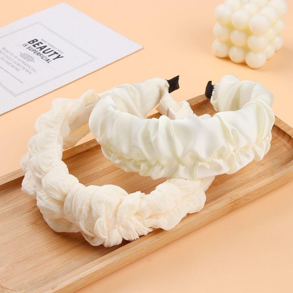 Băng Đô Đội Đầu Bằng Xốp Màu Trắng Trơn Dễ Thương Phong Cách Hàn Quốc Cho Nữ