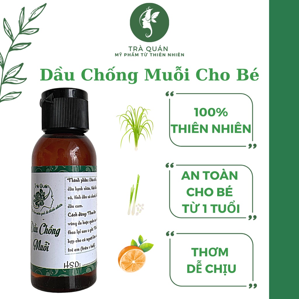 Dầu Thoa Chống Muỗi Chiết Xuất Từ Thảo Dược Thiên Nhiên Giúp Đuổi Muỗi Bảo Vệ Da An Toàn Cho Bé Trà Quán 50ml