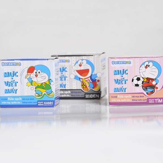 Mực Bút Máy Đoremon ⚡ 𝗠𝗮̀𝘂 Đ𝗮̣̂𝗺 ⚡ Thích Hợp Bơm Bút Cho Bút Máy-Màu Đẹp-Mau Khô Có 3 Màu Tím /Đen/Xanh