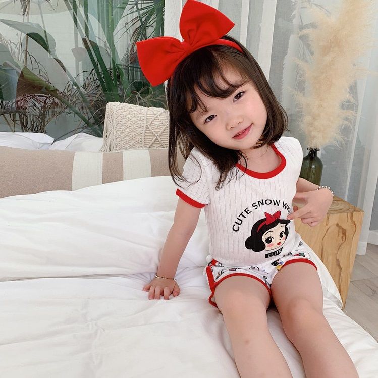 Set Đồ Ngủ Áo Thun Tay Ngắn &amp; Quần Short Cho Bé Gái
