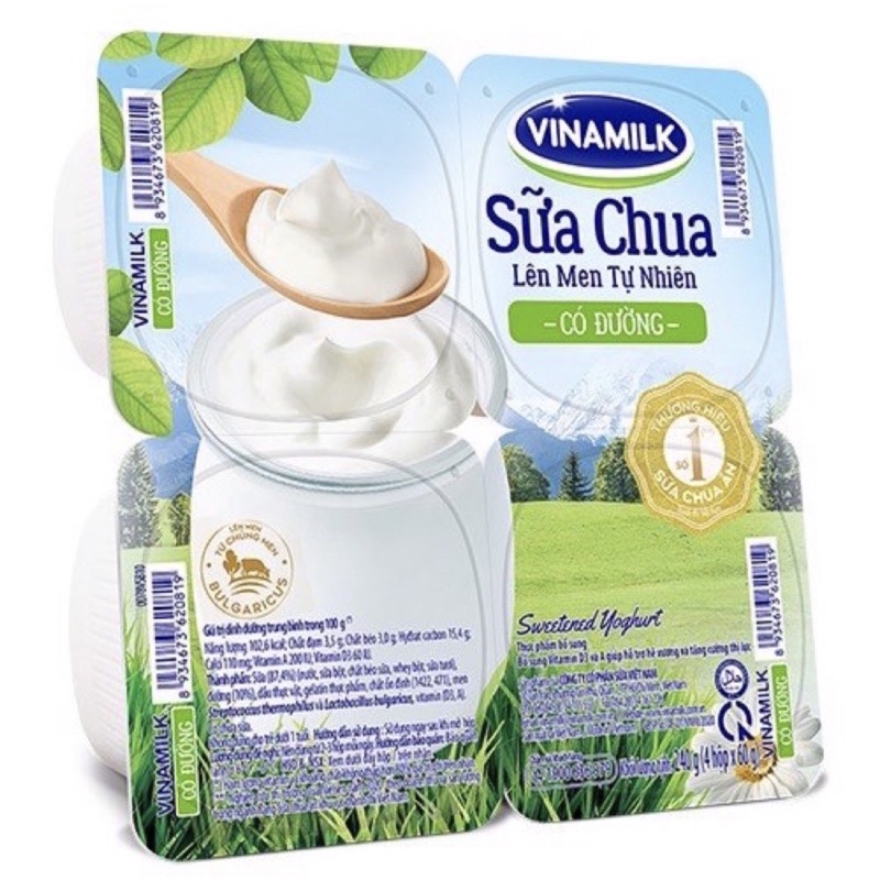LỐC 4 HỘP SỮA CHUA VINAMILK CÓ ĐƯỜNG, KHÔNG ĐUONG NHA ĐAM | BigBuy360 - bigbuy360.vn