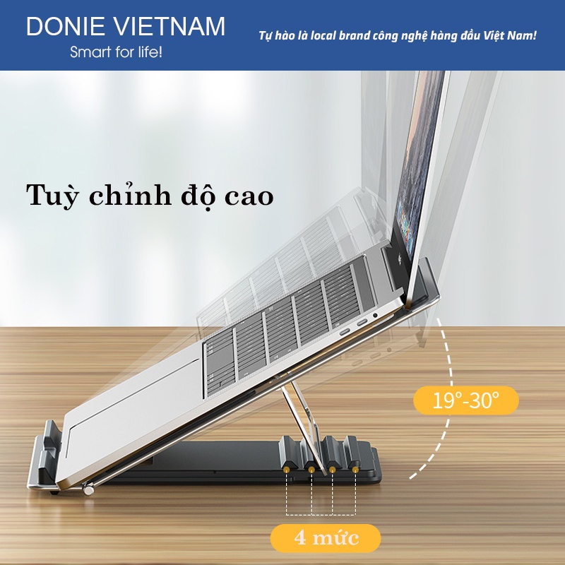 Giá Đỡ Tản Nhiệt Ipad, Laptop Bằng Nhôm Gấp Gọn Kê Cao Máy Tuỳ Chỉnh Độ Cao BG04