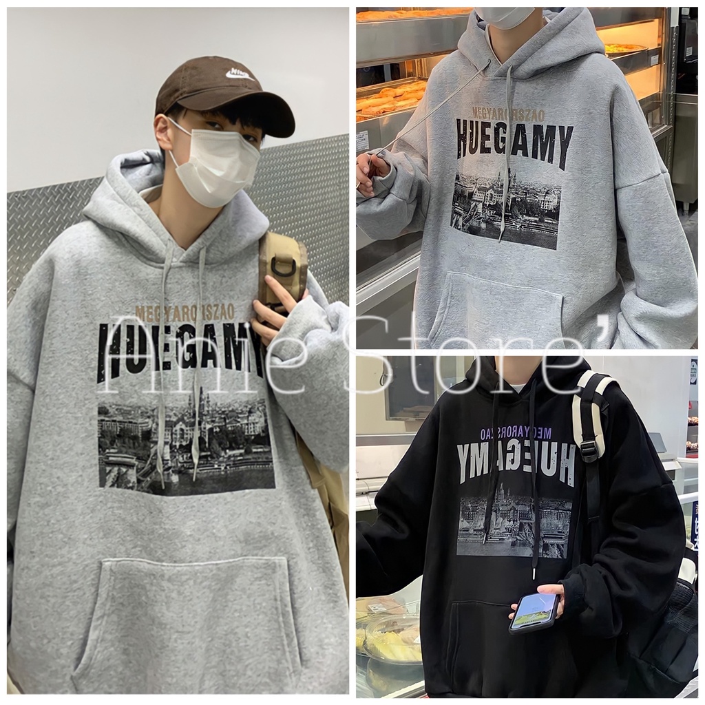Áo Hoodie Nỉ Ngoại Unisex HUEGAMY 🦋 Áo Nỉ Nam Nữ Dáng Thụng Dây Rút 2 Màu 🦋