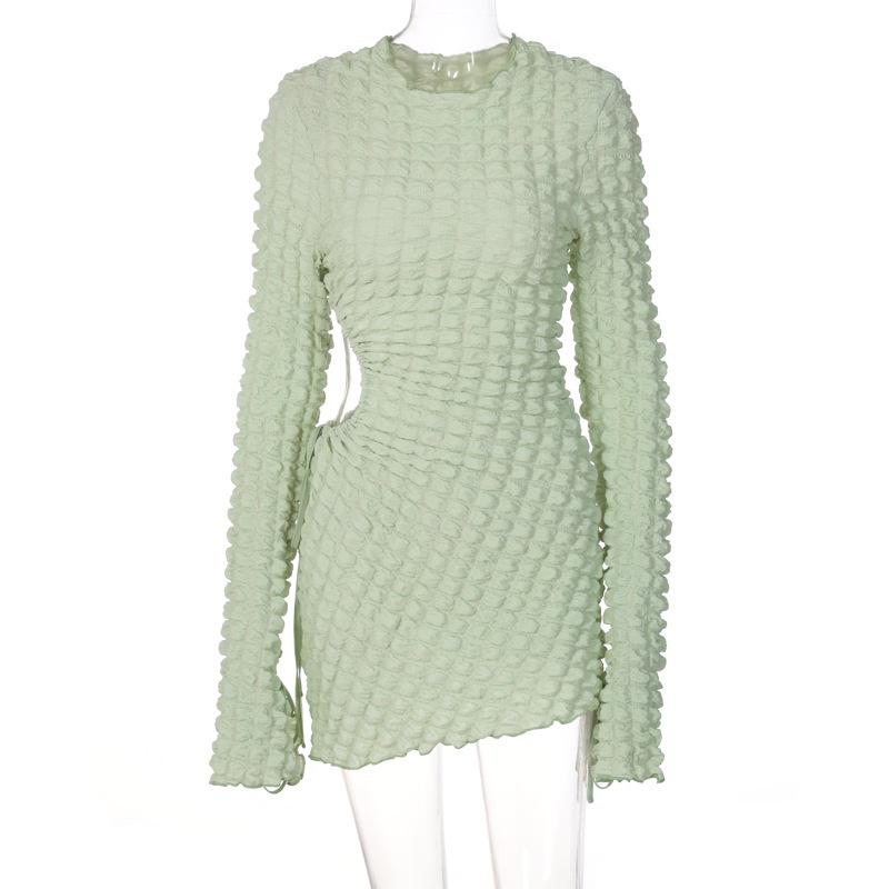 Đầm Tay Dài Cổ Tròn Thiết Kế Thắt Eo Thời Trang Thanh Lịch Cho Nữ