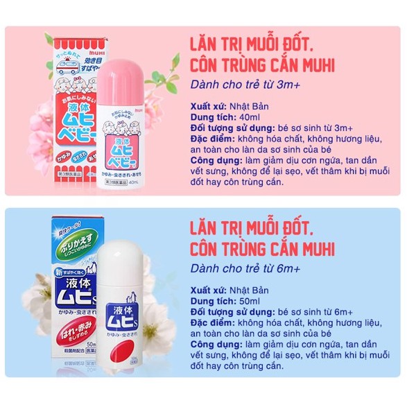 Lăn trị muỗi và côn trùng đốt Muhi 50ml nội địa Nhật