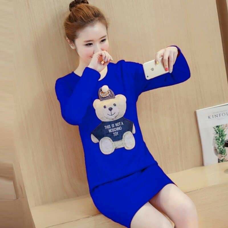 Đầm bầu váy suông có túi tay dài thời trang Hàn Quốc