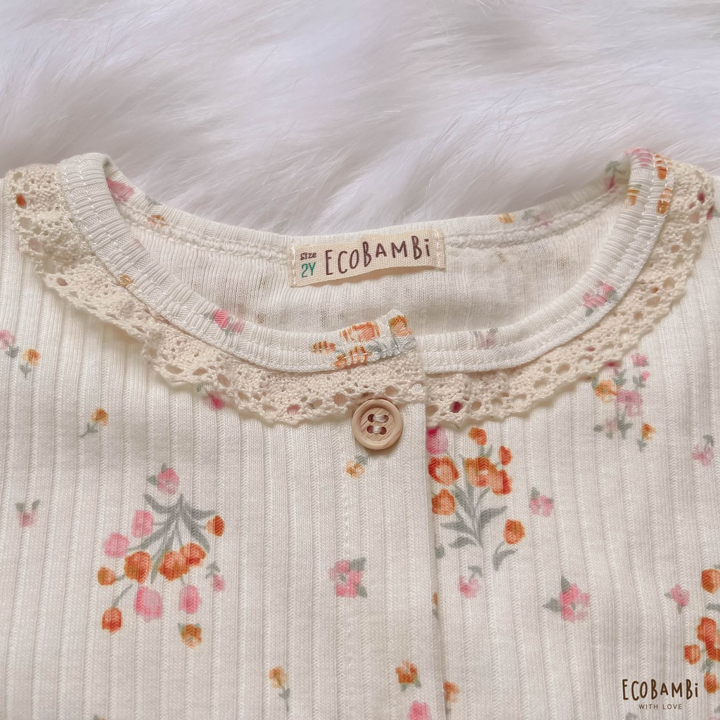 Áo khoác Cardigan thun gân cotton bé gái tay dài ECOBAMBI