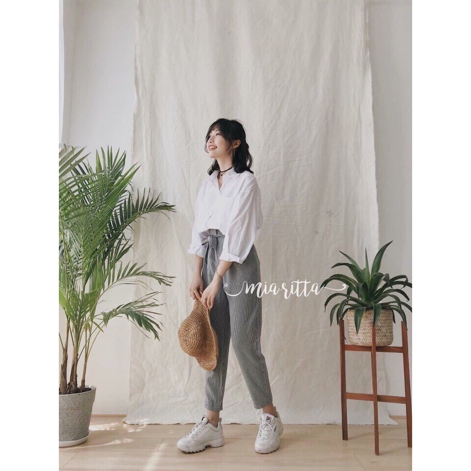 Áo sơ mi nữ 💖 FREESHIP 💖 form rộng màu trắng / đen tay dài vải dày đẹp mát | BigBuy360 - bigbuy360.vn