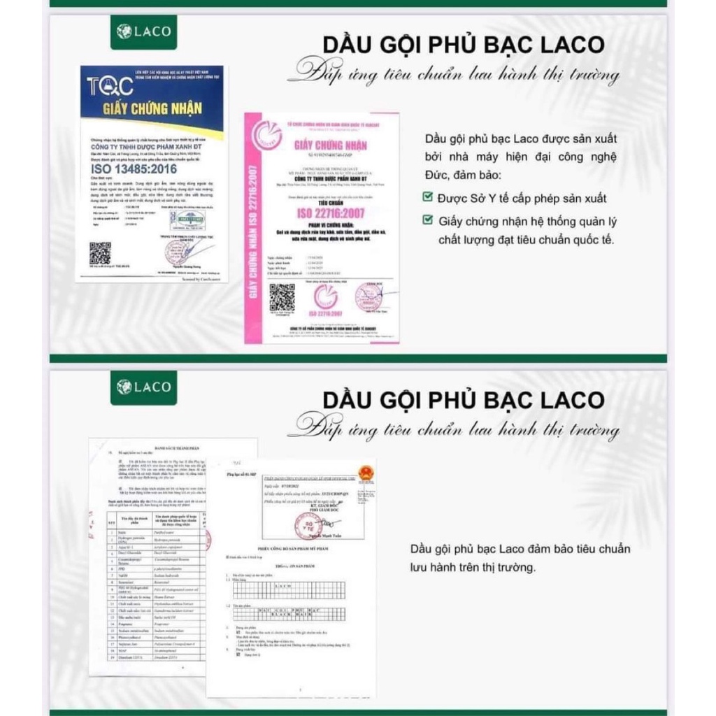 DẦU GỘI PHỦ BẠC LACO CHÍNH HÃNG - Tóc bạc, tóc muối tiêu về đen tự nhiên