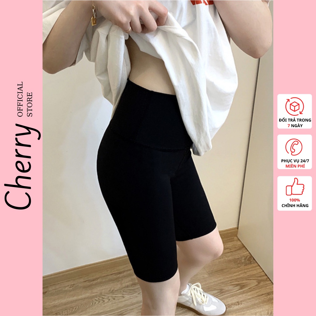 Quần legging lửng lưng cao dày dặn CHERRY vải thun thái cao cấp dáng ôm mặc nhà đi chơi tập gym T006