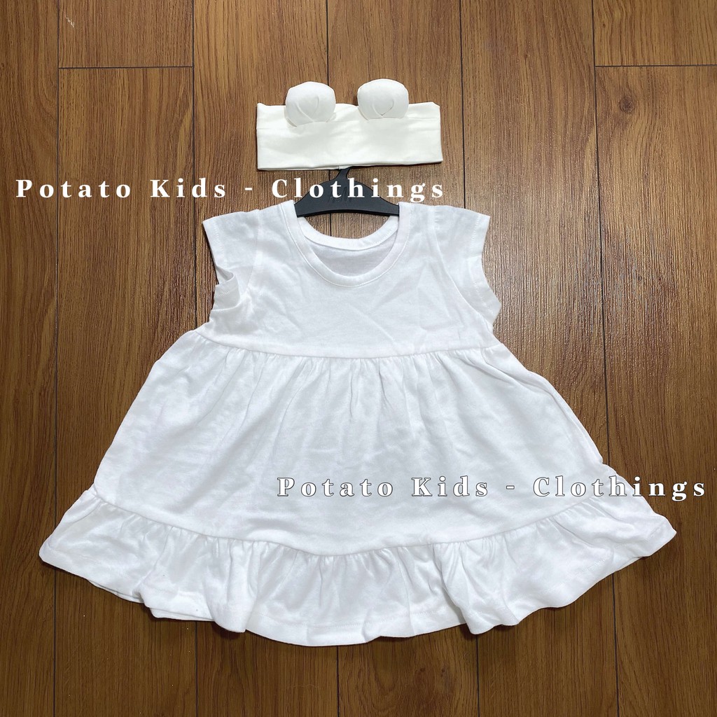 Váy Babydoll, Đầm Babydoll POTATO KIDS Kiểu Dáng H.M Chất Liệu Cotton Nhiều Màu Cho Bé (tặng kèm turban)