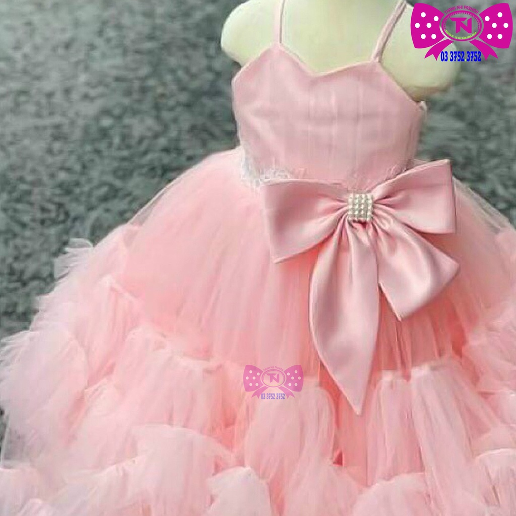Váy Bé Gái Nhiều Tầng Cài Nơ bên Eo - hàng thiết kế cao cấp - Váy Công Chúa TN342022007