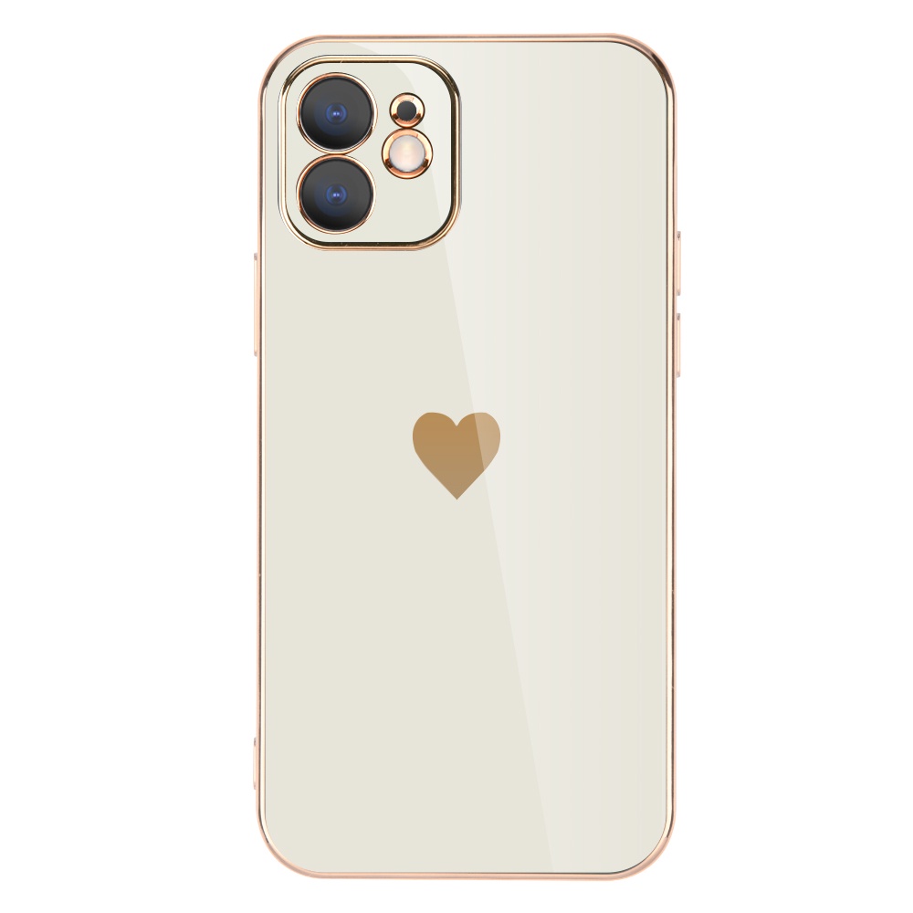 Ốp Điện Thoại Mạ Điện Họa Tiết Trái Tim Cho IPhone 12 11 14 13 Pro Max XR 7 8 Plus