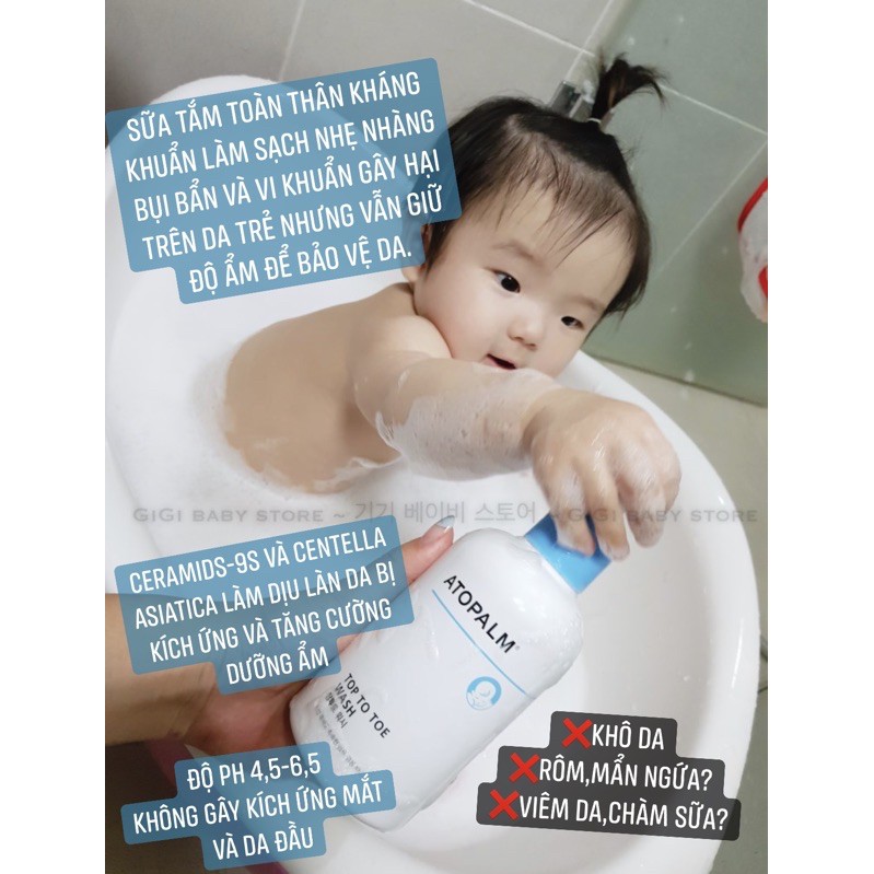 <100ml/300ml/460ml> SỮA TẮM GỘI KHÁNG KHUẨN DỊU NHẸ ATOPALM TOP TO TOE WASH TRẺ SƠ SINH VÀ TRẺ NHỎ