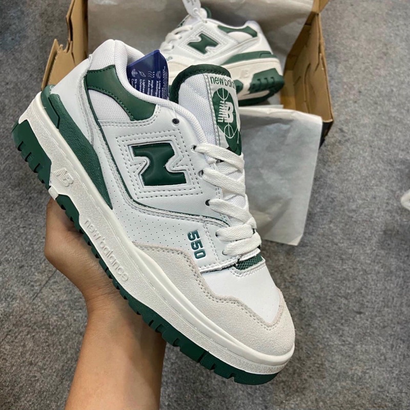 Thanh lý lẻ size - Giày thể thao Sneaker NB 550 white green xanh trắng bản SC cao cấp nam nữ