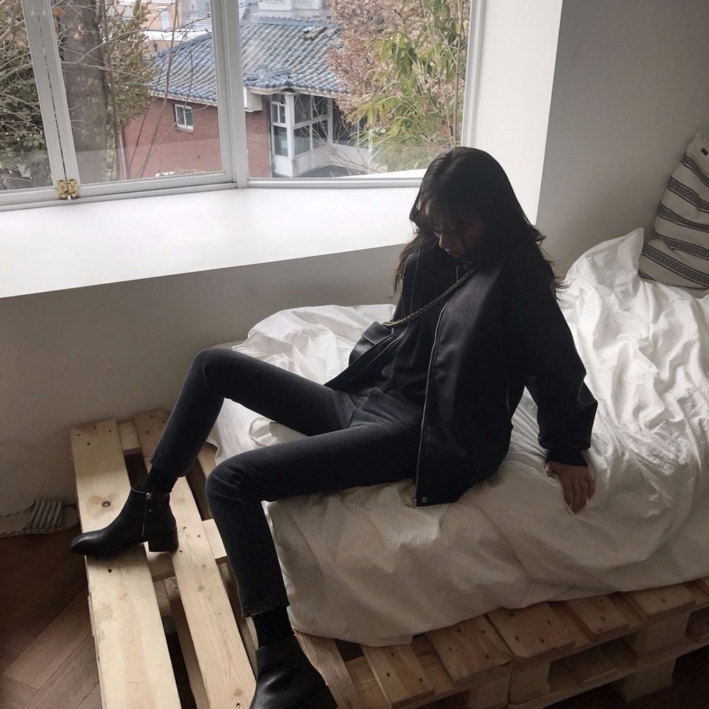 Áo khoác da PU phối vải lông dày cỡ lớn thời trang thu đông Hàn Quốc mới cho học sinh