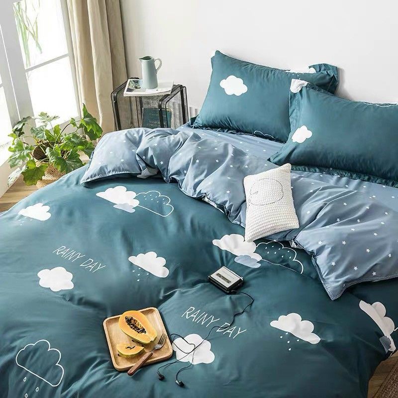 Bộ chăn ga cotton poly Mây và Mưa