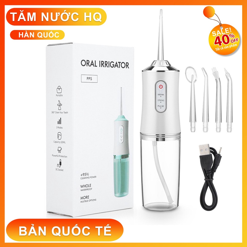 Máy Tăm Nước Cầm Tay Vệ Sinh Răng Miệng - Tặng 4 Đầu Vệ Sinh Răng-Tăm Nuóc Nha Khoa Quốc Tế