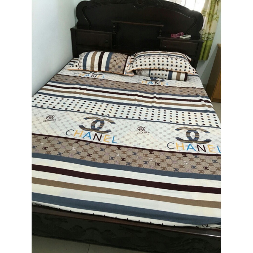 Bộ Chăn Ga Gối Combo 5 Món - Chanle Kẻ ( 1 Drap + 2 Vỏ Gối Nằm + 1 Chăn Hè + 1 Vỏ Gối Ôm Không Phai , Không Xù Siêu đẹp