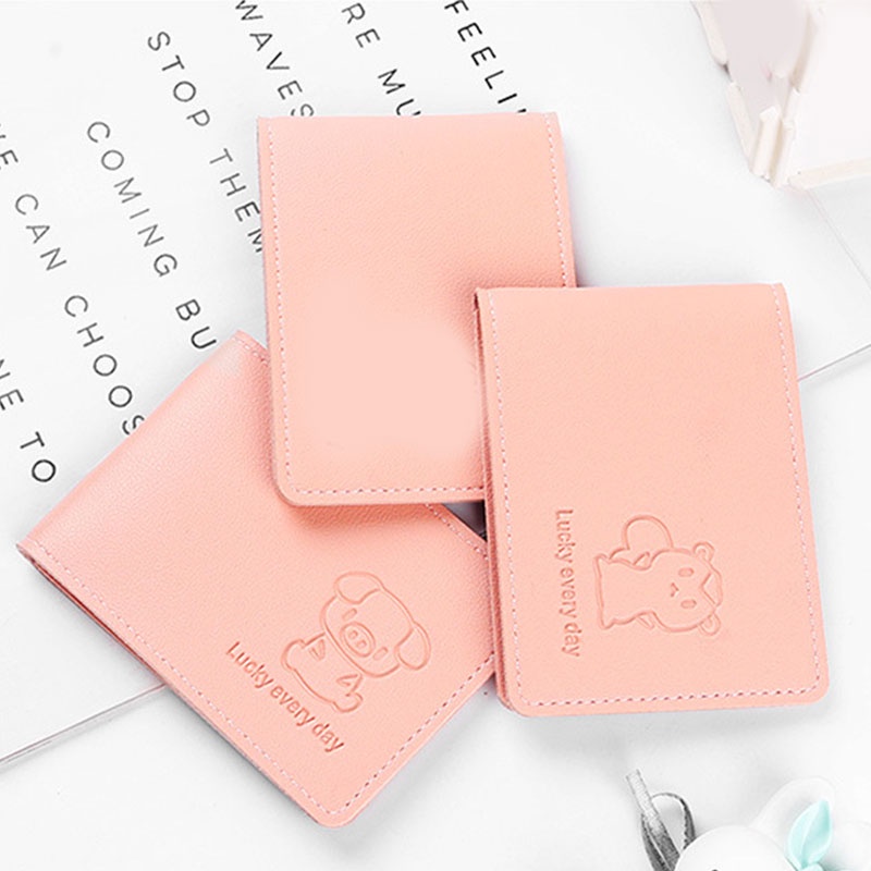 Ví đựng thẻ/ bằng lái xe màu hồng dập nổi họa tiết dễ thương cho nữ