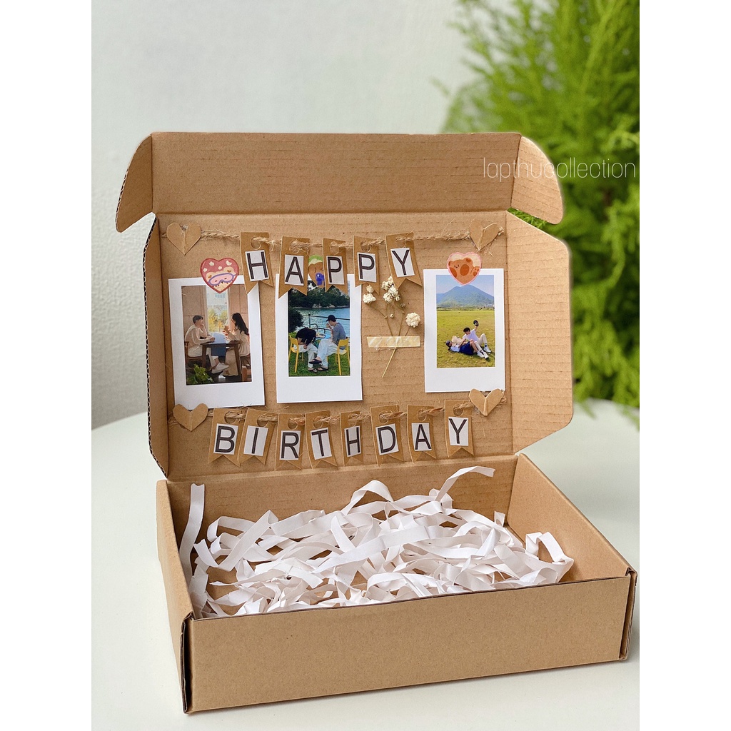 Gift box - Hộp quà tặng vintage nắp gài in ảnh (có chữ thiết kế theo yêu cầu)
