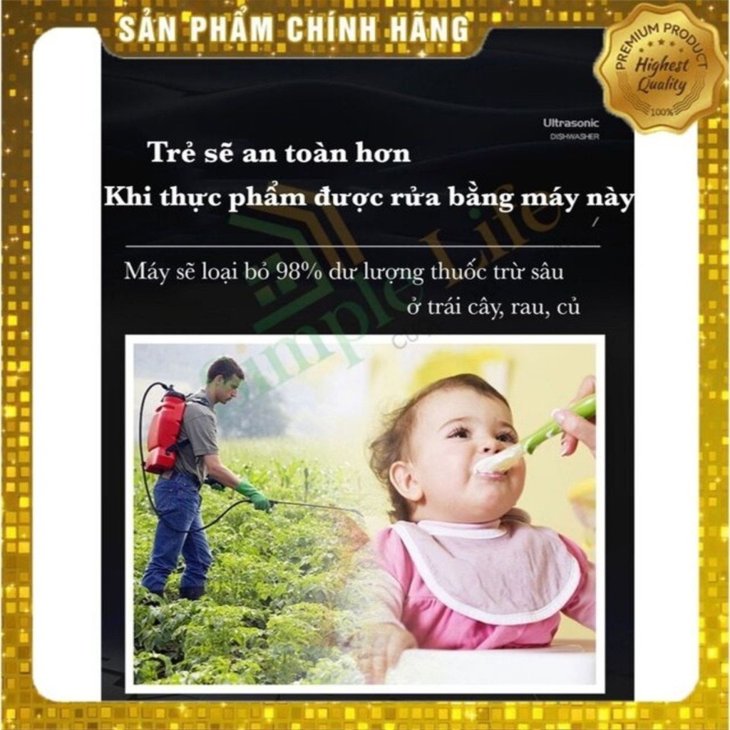 Máy rửa bát chén rau củ quả thực phẩm bằng sóng âm siêu mạnh cảm ứng mini thông minh