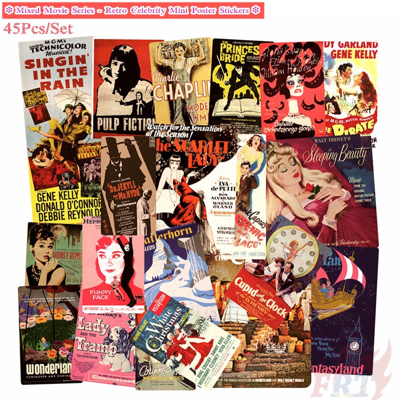 ❉ Classical Retro Movie Series 01 Mixed Mini Poster Stickers ❉ 46Pcs/Set DIY Fashion Waterproof Doodle Decal Stickers