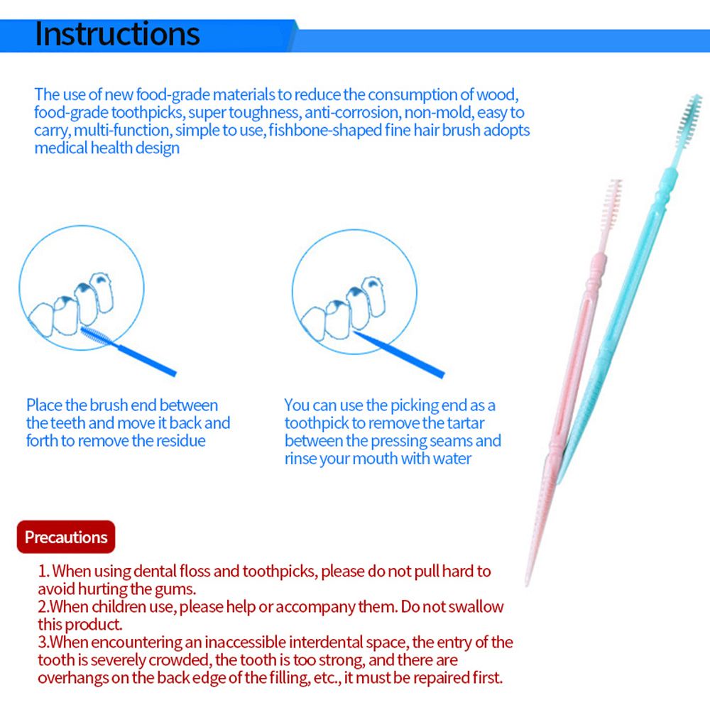 Hộp 200 tăm xỉa răng nha khoa bằng PP siêu mềm màu kẹo hai đầu chăm sóc răng miệng