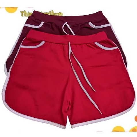 Quần đùi nữ viền sọc thể thao mặc nhà đủ màu sắc, quần short ngắn có dây rút vãi thun cotton co giãn bốn chiều