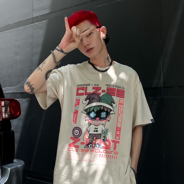Áo thun tay lỡ local brand Clownz Z-Bot nhiều màu, phông graphic form rộng, cotton, unisex nam nữ
