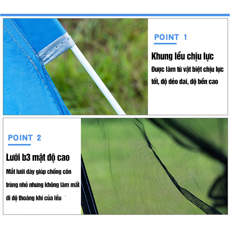 Lều Cắm Trại, Lều Cắm Trại 4 Người Cỡ Lớn Cửa Dạng Mái Hiên, Chống Nước, Chống Gió, Chống Tia Bức Xạ | BigBuy360 - bigbuy360.vn