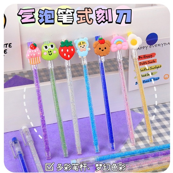 Dao Rọc Giấy Dạng Bút 🌞TẶNG STICKER 🌞Bút Rọc Keo Washi Unboxing Đính Charm Dễ Thương