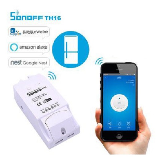 Công Tắc Wifi Sonoff TH16A 3500w Công Suất Lớn Hẹn Giờ Bật Tắt Điều Khiển Từ Xa