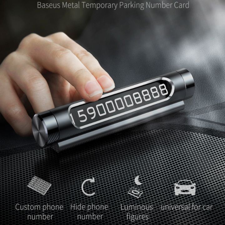 Bảng số điện thoại trên ô tô Baseus ACNUM-01, chất liệu hợp kim nhôm cao cấp, bảng số nam châm
