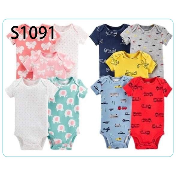 Set 4 Cái Bodysuit Cho Bé Gái - Bé Trai - Sơ Sinh Màu Ngẫu Nhiên Chất Liệu Cotton 100% Từ 0-24 Tháng S1091