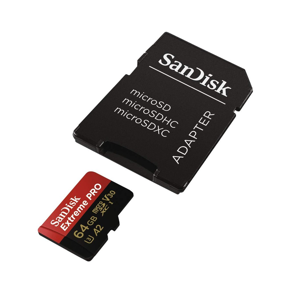 Thẻ nhớ microSDXC SanDisk Extreme Pro 64GB UHD 4K video V30 A2 tốc độ upto 170MB/s + Adapter (SDSQXCY-064G-GN6MA)