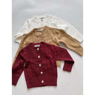 Áo Khoác Len Bé Gái Vặn Thừng Macro & Micro Cable Knitted Cardigan 22