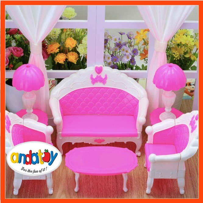Phụ kiện búp bê bộ sofa cao cấp trang trí nhà búp bê barbie ANDATOY AD907