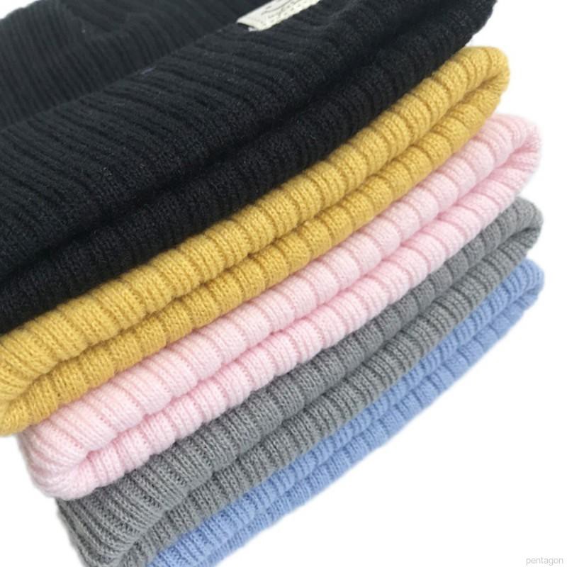 Mũ len trùm đầu màu trơn giữ ấm tiện lợi cho bé