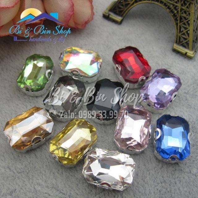 10 Viên Đá Đế Chữ Nhật 13x18mm Đính Kết Trang Phục Thời Trang, Trang Trí Vương Miện - Bi &amp; Bin Shop