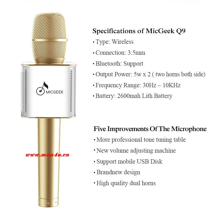 Mic hát karaoke bluetooth Q9 Chính hãng