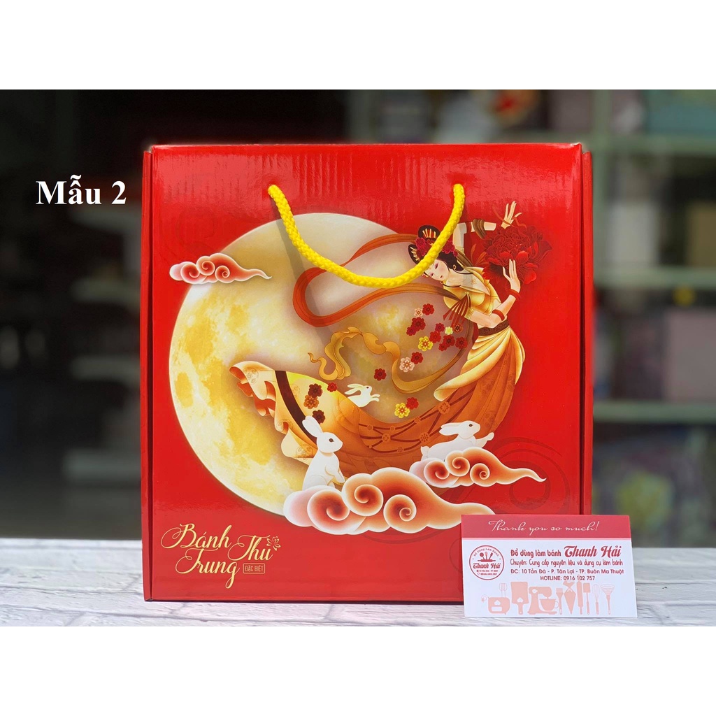 Hộp Trung Thu 4 bánh kiểu VUÔNG - KHÔNG VÁCH NGĂN.