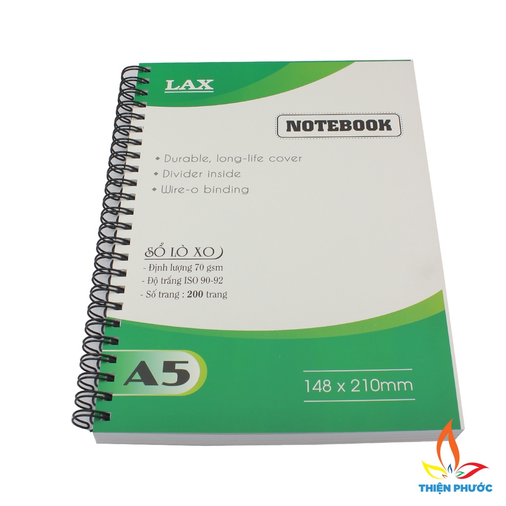 Sổ Lò Xo A6 mini kẻ ngang dày 200 trang LAX - sổ ghi chép cầm tay tiện lợi SUKADO