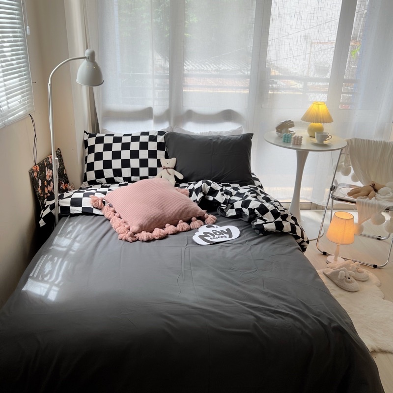 Bộ chăn ga gối Cotton TC kẻ MÂY BEDDING đủ màu đủ kích thước nệm