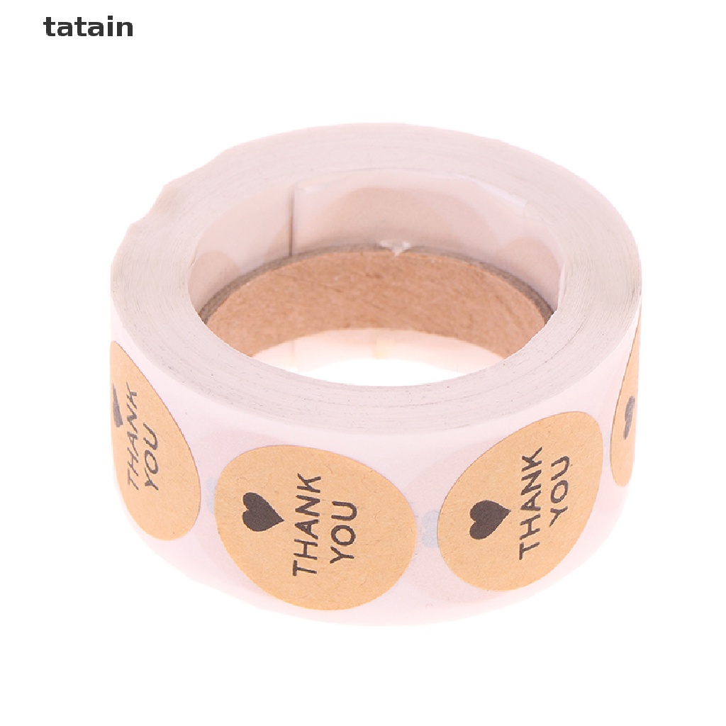 Set 500 nhãn dán họa tiết chữ thank you và trái tim để trang trí sổ tay thủ công CVX