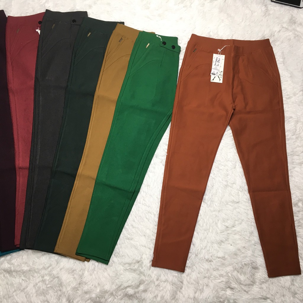 QUẦN TÂY NỮ DÀI- COTTON ĐẸP - LƯNG THUN - KIỂU 3 NÚT