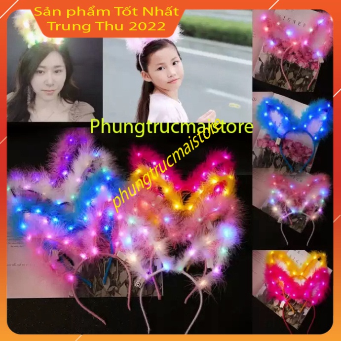 Bờm tóc - Băng đô bờm tai thỏ kim tuyến phát sáng trang điểm Hàn Quốc